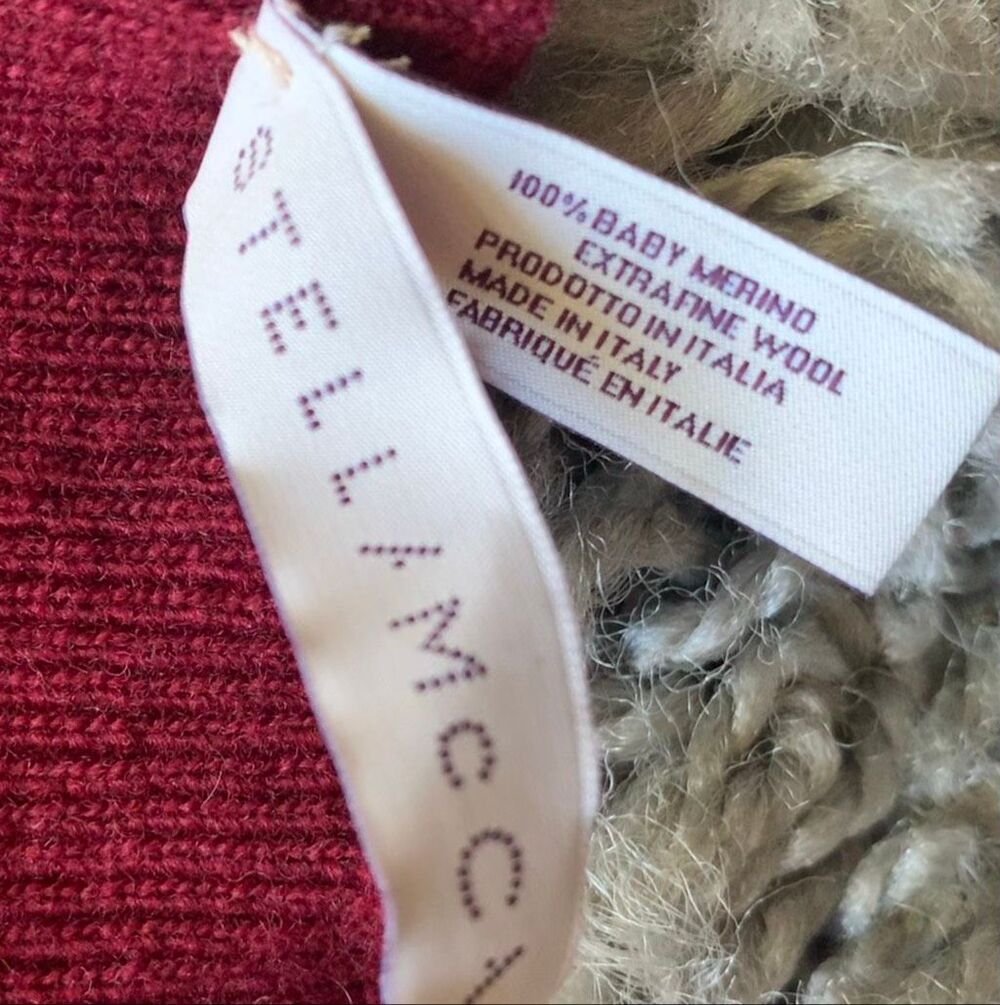 STELLA MCCARTNEY RARE ITALY Merino Wool EAGLE Long Scarf Wrap MAROON - Picture 3 of 6